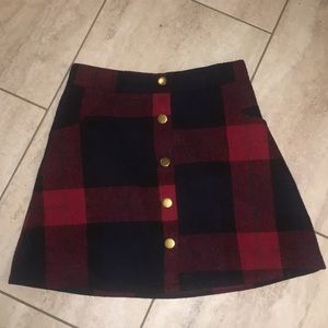 Red and black plaid skirt
